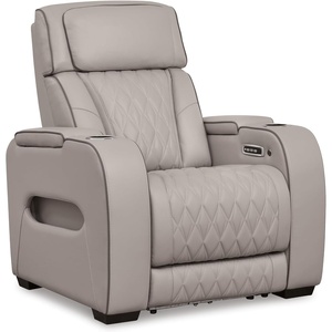 image:imageSignature Design by Ashley Leather Power Recliner Chair Zero GravityLight Gray