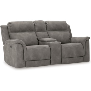 image:imageSignature Design by Ashley Power Reclining Sofa Living Room Couch SandSlate Gray