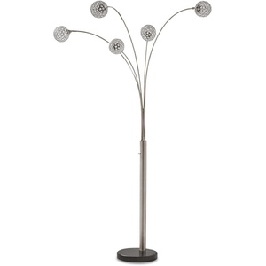 image:imageSignature Design by Ashley Winter Contemporary 95 Metal and Black Marble Floor Arc Lamp with 5 Lights amp Dimmer Switch SilverContemporary