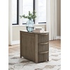 image:imageSignature Design by Ashley 1Piece Narrow End Table with Drawers and USBLight Brown