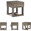 image:imageSignature Design by Ashley 1Piece Wood End Table with USB Grayish Brown