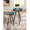 image:imageSignature Design by Ashley Clairbelle Contemporary Nesting Diamond Pattern Accent Table Set of 2 Blue