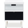 image:imageSignature Design by Ashley Gardoni Modern 1Drawer Chairside End Table with USB Ports Open Shelf and High Gloss Finish White amp Black