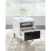 image:imageSignature Design by Ashley Gardoni Modern 1Drawer Chairside End Table with USB Ports Open Shelf and High Gloss Finish White amp Black