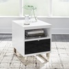 image:imageSignature Design by Ashley Gardoni Modern 1Drawer Chairside End Table with USB Ports Open Shelf and High Gloss Finish White amp Black