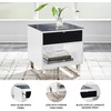 image:imageSignature Design by Ashley Gardoni Modern GlassTabletop End Table with 1 Drawer Open Shelf and High Gloss Finish White amp Black