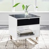 image:imageSignature Design by Ashley Gardoni Modern GlassTabletop End Table with 1 Drawer Open Shelf and High Gloss Finish White amp Black