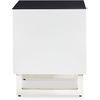 image:imageSignature Design by Ashley Gardoni Modern GlassTabletop End Table with 1 Drawer Open Shelf and High Gloss Finish White amp Black