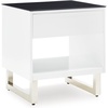 image:imageSignature Design by Ashley Gardoni Modern GlassTabletop End Table with 1 Drawer Open Shelf and High Gloss Finish White amp Black