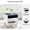image:imageSignature Design by Ashley Gardoni Modern GlassTabletop End Table with 1 Drawer Open Shelf and High Gloss Finish White amp Black