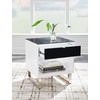 image:imageSignature Design by Ashley Gardoni Modern GlassTabletop End Table with 1 Drawer Open Shelf and High Gloss Finish White amp Black