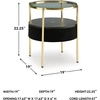 image:imageSignature Design by Ashley Nedman Modern Tempered Glass Tabletop Accent Table with Speaker Shelf USB and Qi Wireless Charging Options Black amp Metallic