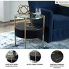image:imageSignature Design by Ashley Nedman Modern Tempered Glass Tabletop Accent Table with Speaker Shelf USB and Qi Wireless Charging Options Black amp Metallic