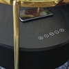 image:imageSignature Design by Ashley Nedman Modern Tempered Glass Tabletop Accent Table with Speaker Shelf USB and Qi Wireless Charging Options Black amp Metallic