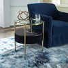 image:imageSignature Design by Ashley Nedman Modern Tempered Glass Tabletop Accent Table with Speaker Shelf USB and Qi Wireless Charging Options Black amp Metallic