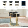 image:imageSignature Design by Ashley Rexwell Modern Glass Top Accent Table with Speaker Wireless Charging LED Lights and USB Ports Black amp Metallic