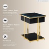 image:imageSignature Design by Ashley Rexwell Modern Glass Top Accent Table with Speaker Wireless Charging LED Lights and USB Ports Black amp Metallic