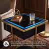 image:imageSignature Design by Ashley Rexwell Modern Glass Top Accent Table with Speaker Wireless Charging LED Lights and USB Ports Black amp Metallic