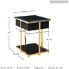 image:imageSignature Design by Ashley Rexwell Modern Glass Top Accent Table with Speaker Wireless Charging LED Lights and USB Ports Black amp Metallic