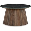 image:imageSignature Design by Ashley Ceilby Round Pedestal Accent Side Table BlackBlack  Dark Brown