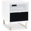 image:imageSignature Design by Ashley Gardoni Modern 1Drawer Chairside End Table with USB Ports Open Shelf and High Gloss Finish White amp Black