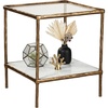 image:imageSignature Design by Ashley Ryandale Square End Table Brass Glass amp MarbleAntique Brass Finish