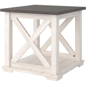 image:imageSignature Design by Ashley 1Piece End Table Farmhouse Square with ShelfWhite and Brown