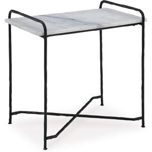 image:imageSignature Design by Ashley Ashber Contemporary MarbleTabletop Accent Table with Cross Legs White amp Black