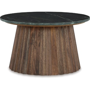image:imageSignature Design by Ashley Ceilby Round Pedestal Accent Side Table BlackBlack  Dark Brown