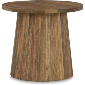 image:imageSignature Design by Ashley Ceilby Round Pedestal Accent Side Table BlackLight Brown