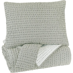 image:imageSignature Design by Ashley Doralia Modern Striped 3 Piece Coverlet Set with Shams Queen GrayQueen