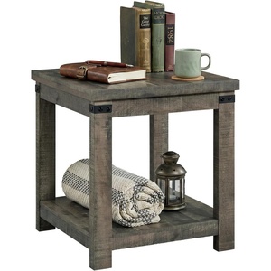 image:imageSignature Design by Ashley Hollum 24 Inch Square End Table  Rustic Brown Side Table with Storage ShelfDark Brown