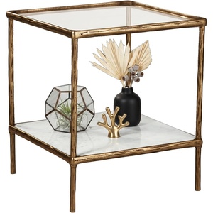 image:imageSignature Design by Ashley Ryandale Square End Table Brass Glass amp MarbleAntique Brass Finish