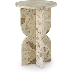 image:imageSignature Design by Ashley Wrenlane Contemporary Marble Accent Table Black amp WhiteBeige