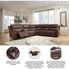 image:imageSignature Design by Ashley 5Piece Leather Power Reclining SectionalBrown