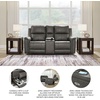 image:imageSignature Design by Ashley 5Piece Leather Power Reclining SectionalGrey