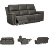 image:imageSignature Design by Ashley 5Piece Leather Power Reclining SectionalGrey