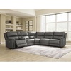 image:imageSignature Design by Ashley 5Piece Leather Power Reclining SectionalGrey