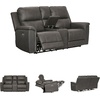 image:imageSignature Design by Ashley 5Piece Leather Power Reclining SectionalGrey