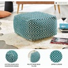image:imageSignature Design by Ashley Brynnsen Casual Handwoven Geometric Pouf Green amp WhiteGreen and White