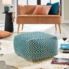 image:imageSignature Design by Ashley Brynnsen Casual Handwoven Geometric Pouf Green amp WhiteGreen and White