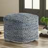 image:imageSignature Design by Ashley Chevron Pouf Ottoman Blue Denim Foot RestBlue  White