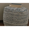 image:imageSignature Design by Ashley Chevron Pouf Ottoman Blue Denim Foot RestBlue  White