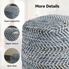 image:imageSignature Design by Ashley Chevron Pouf Ottoman Blue Denim Foot RestBlue  White