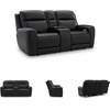 image:imageSignature Design by Ashley Leather Power Reclining Loveseat with ConsoleBlack