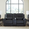 image:imageSignature Design by Ashley Leather Power Reclining Loveseat with ConsoleBlack