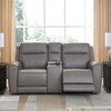 image:imageSignature Design by Ashley Leather Power Reclining Loveseat with ConsoleGrey