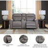 image:imageSignature Design by Ashley Leather Power Reclining Loveseat with ConsoleGrey