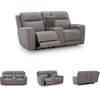 image:imageSignature Design by Ashley Leather Power Reclining Loveseat with ConsoleGrey