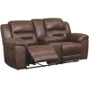 image:imageSignature Design by Ashley Power Reclining Faux Leather Sofa StonelandBrown